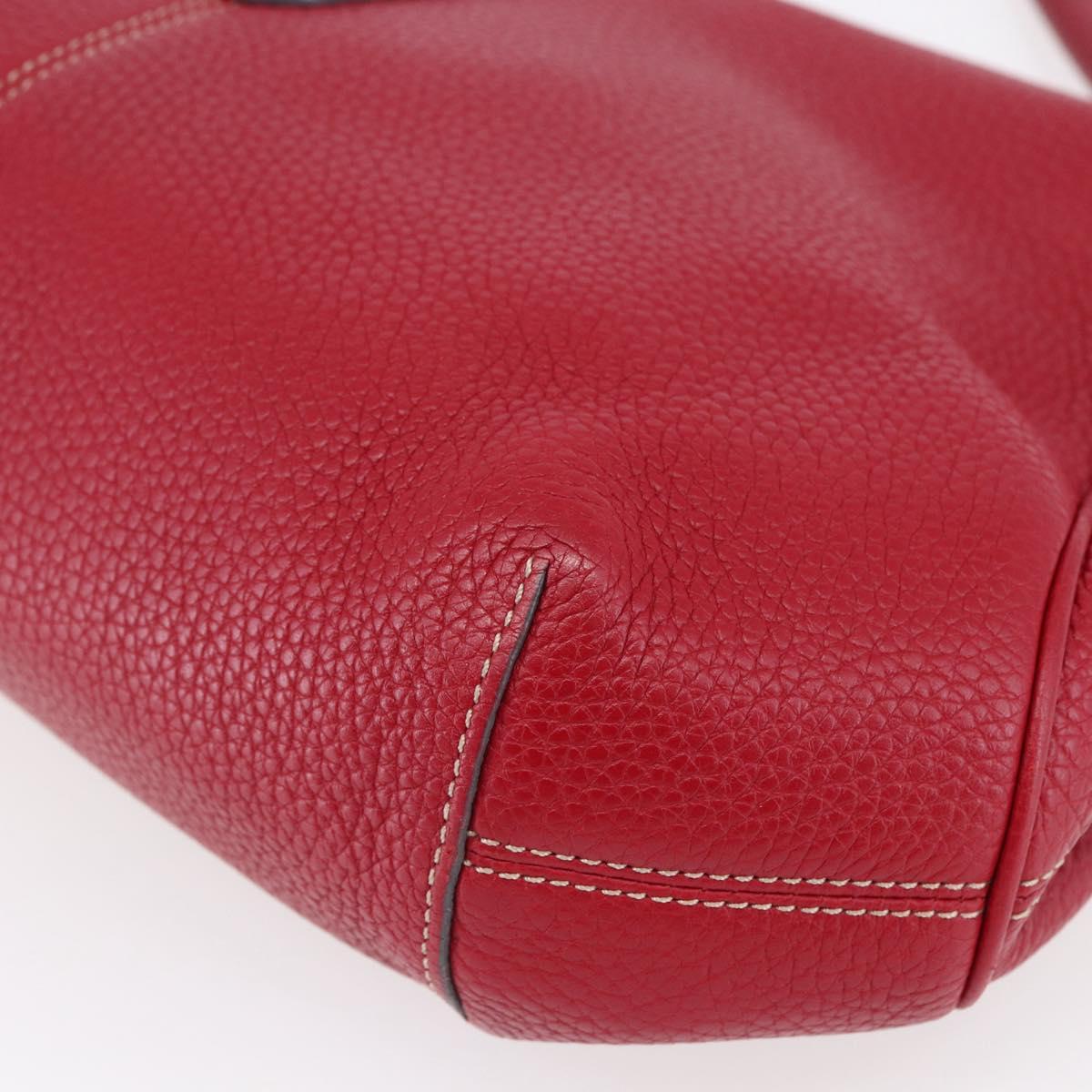 LOEWE Sender Shoulder Bag Leather Red Gold Auth 154754