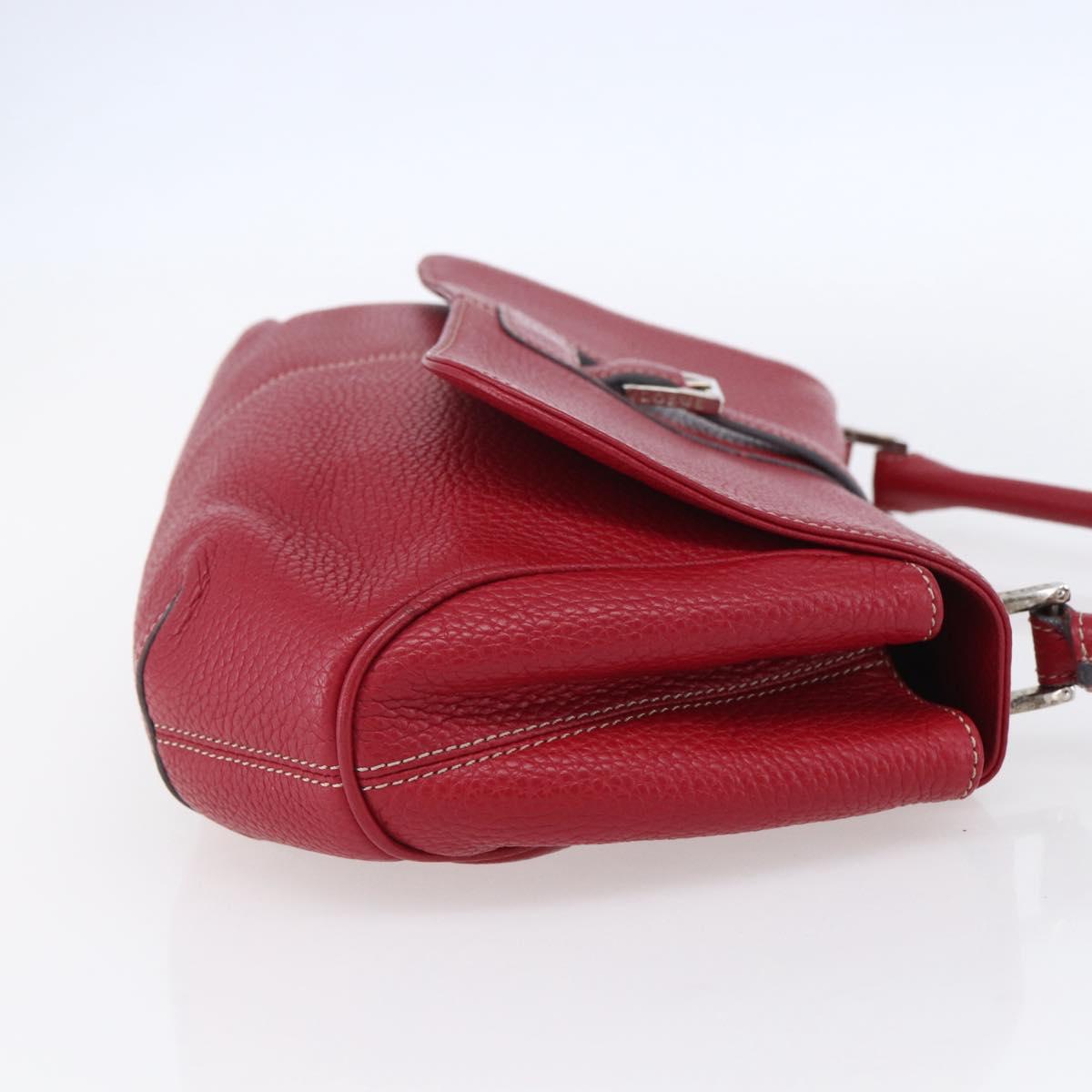 LOEWE Sender Shoulder Bag Leather Red Gold Auth 154754