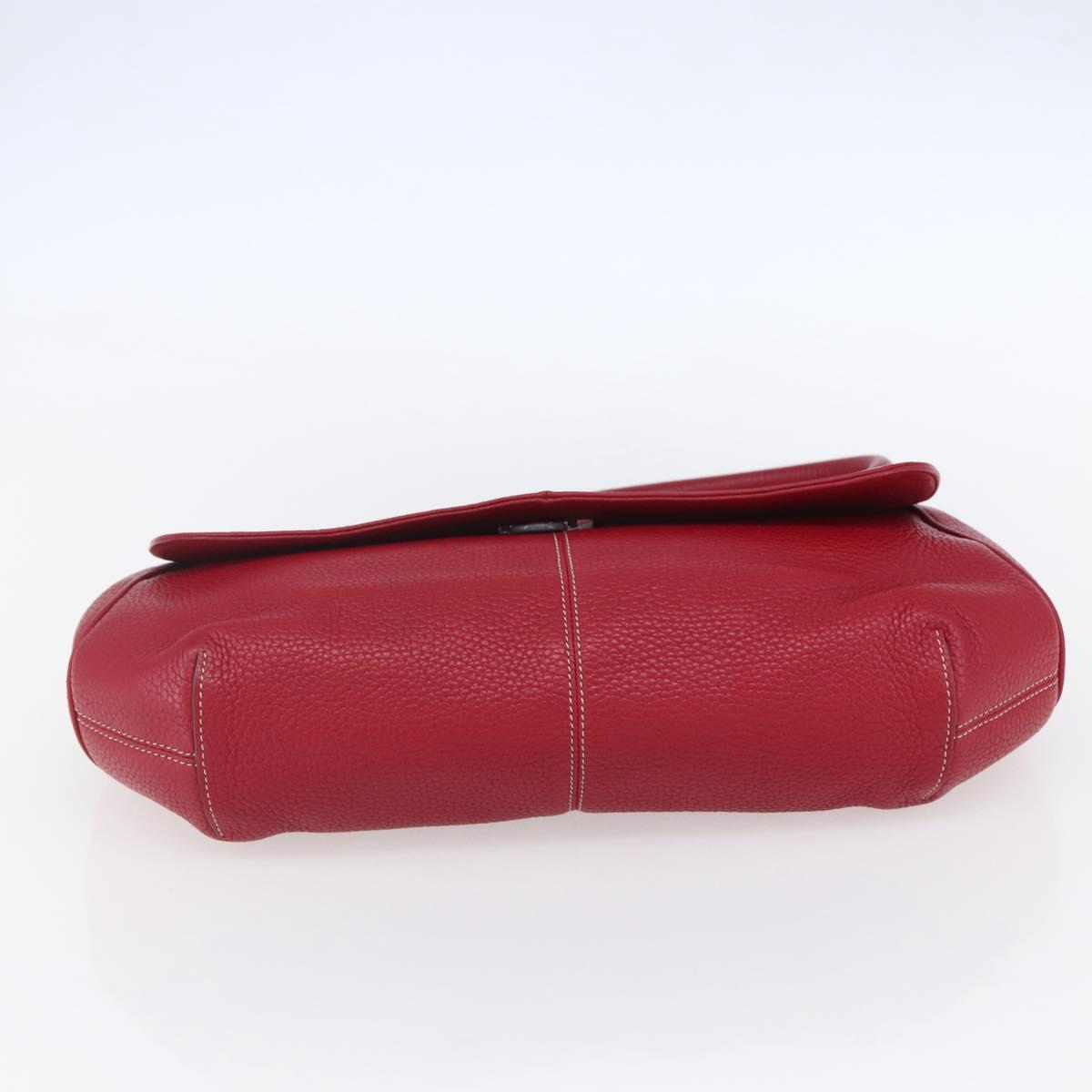 LOEWE Sender Shoulder Bag Leather Red Gold Auth 154754