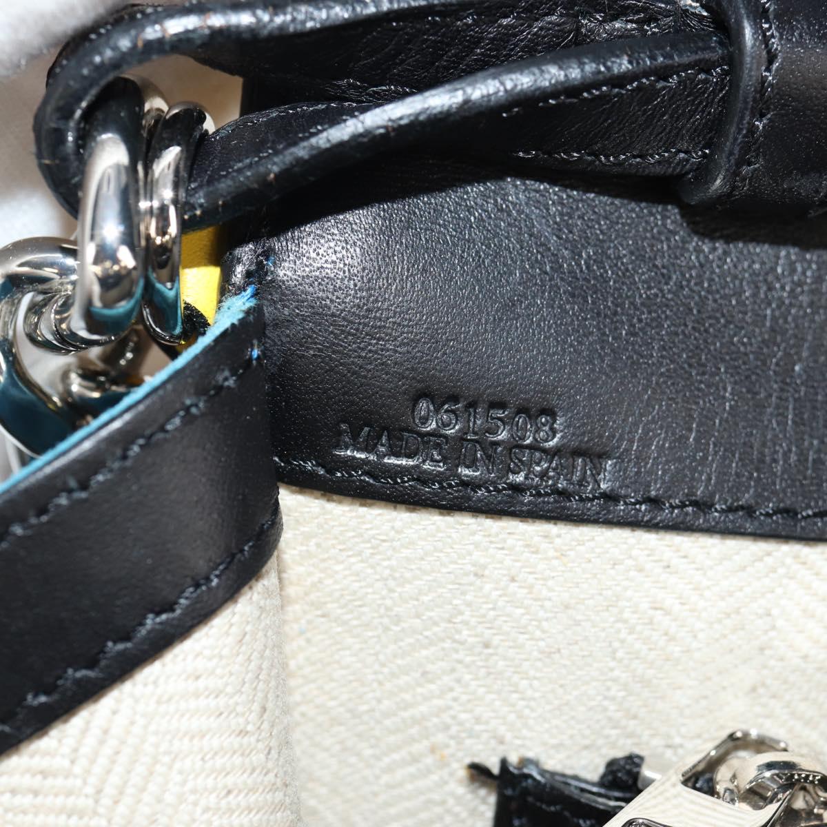 LOEWE V Anagram Chain Shoulder Bag Suede Leather 2way Blue Silver Auth 154755A