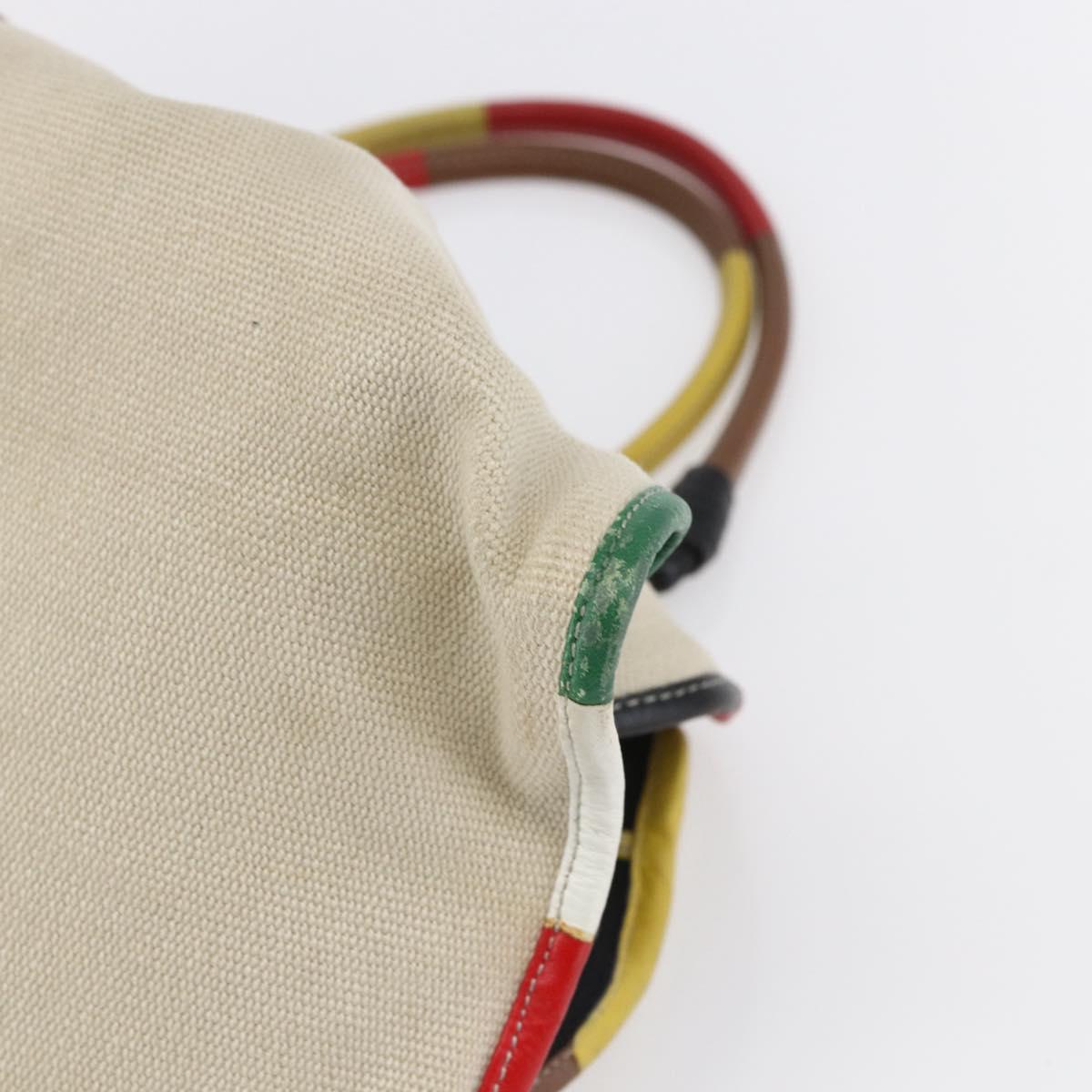 BOTTEGA VENETA Hand Bag Canvas Leather Multicolor Silver Auth 154756