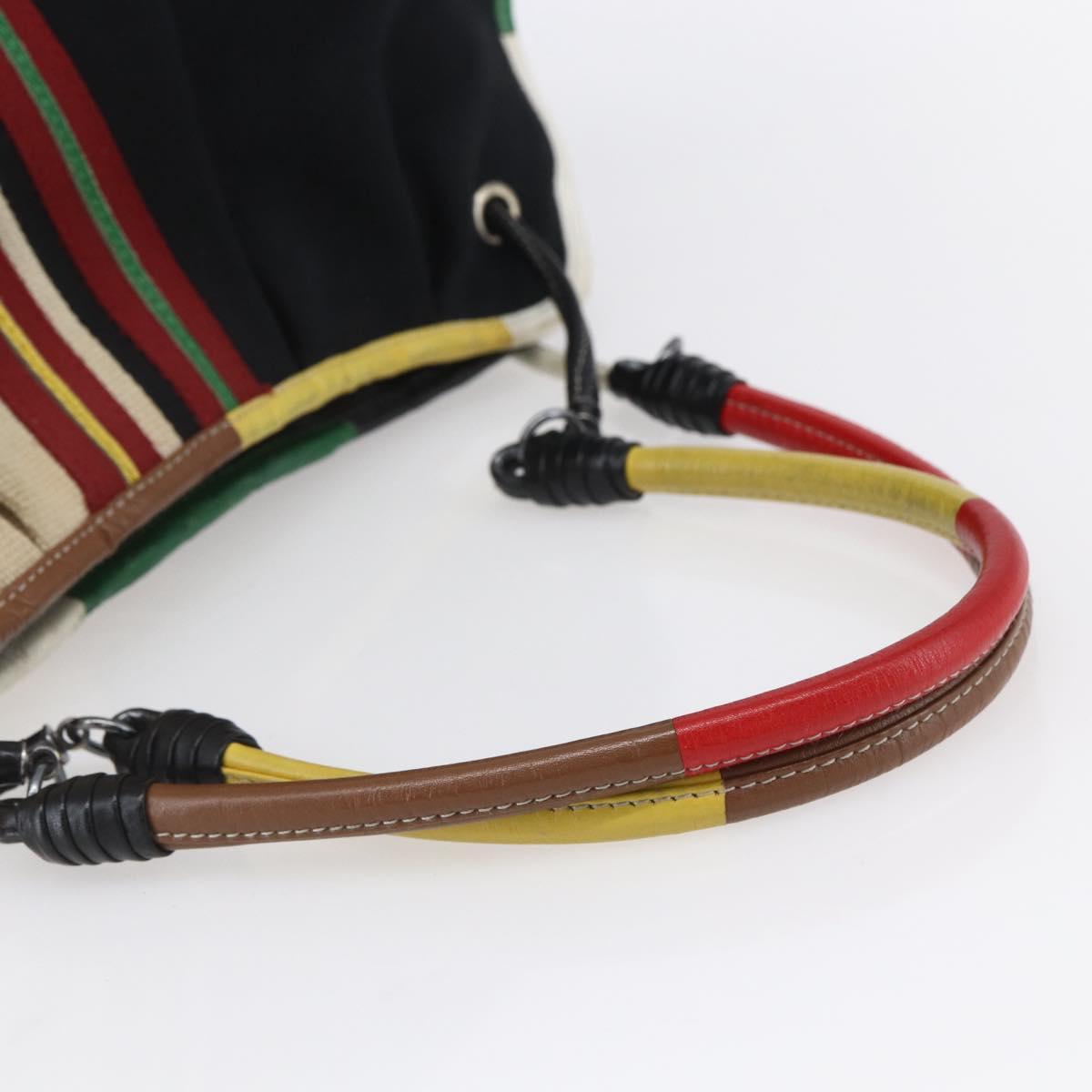 BOTTEGA VENETA Hand Bag Canvas Leather Multicolor Silver Auth 154756