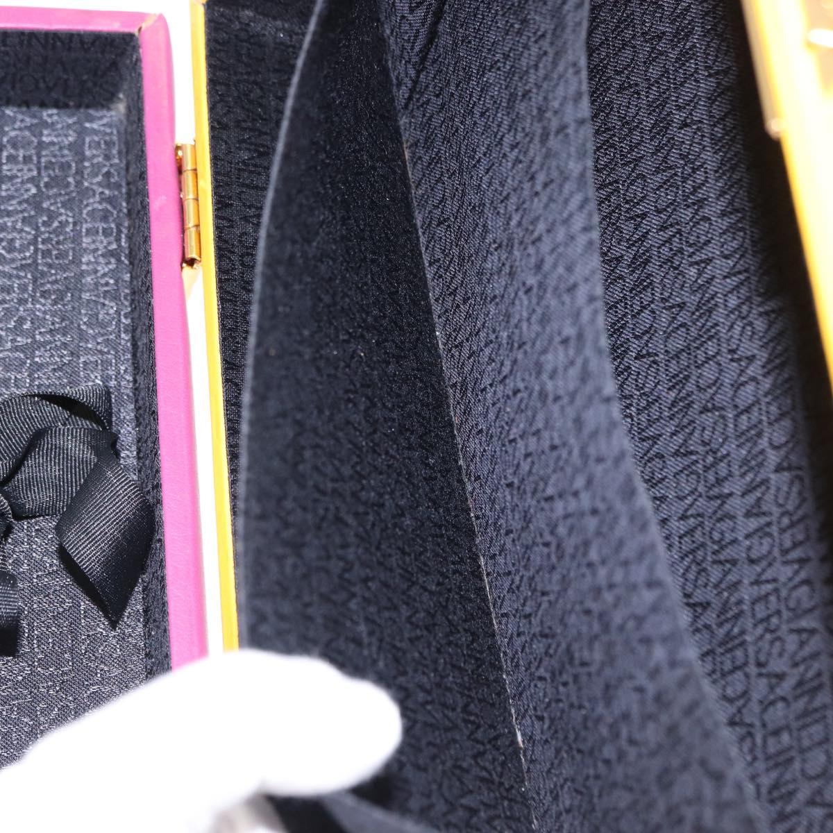 Gianni Versace Vanity Hand Bag Leather Yellow Purple gold Auth 154758