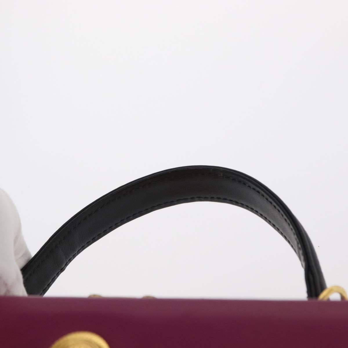 Gianni Versace Vanity Hand Bag Leather Yellow Purple gold Auth 154758