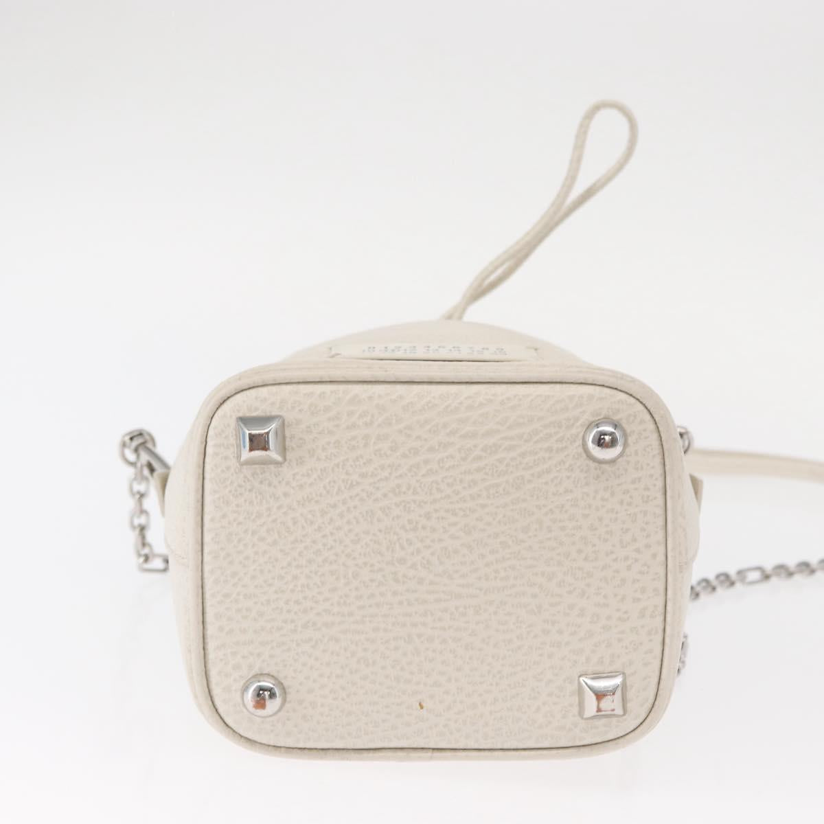 Maison Margiela 5AC Chain Shoulder Bucket Bag Leather 2way White Auth 154759