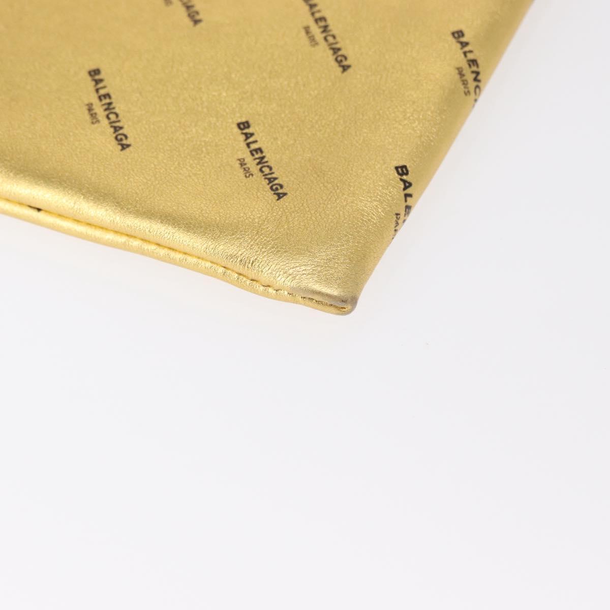 BALENCIAGA Clutch Bag Leather Gold 482874 Auth 154760