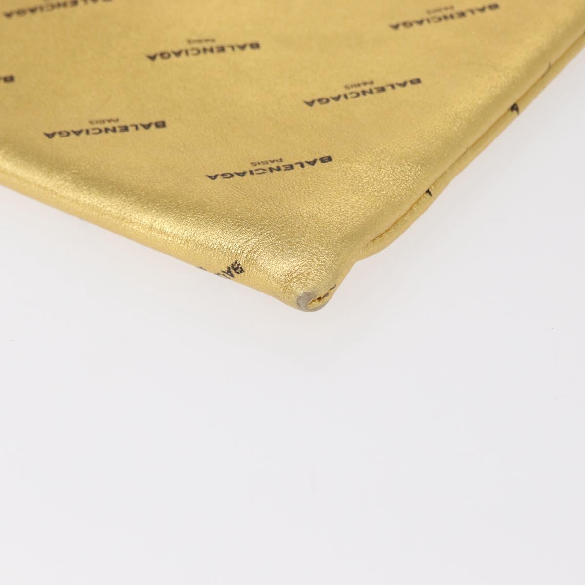 BALENCIAGA Clutch Bag Leather Gold 482874 Auth 154760