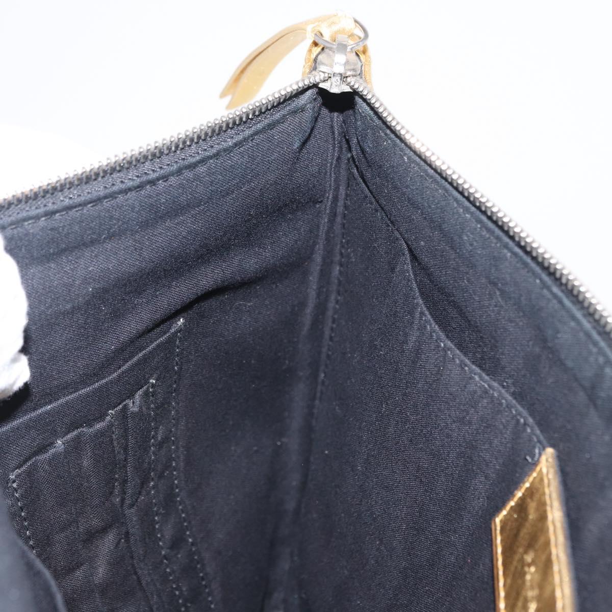 BALENCIAGA Clutch Bag Leather Gold 482874 Auth 154760