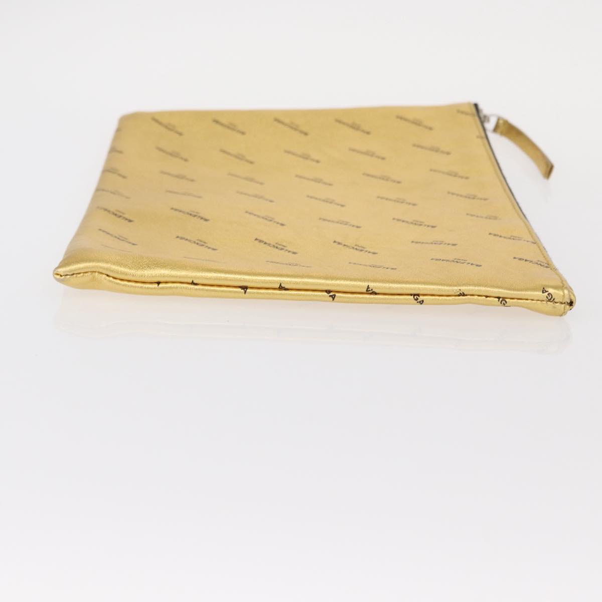 BALENCIAGA Clutch Bag Leather Gold 482874 Auth 154760
