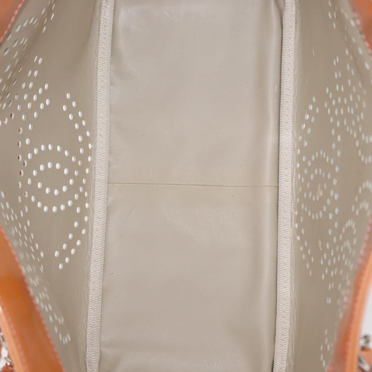 CHANEL Triple Coco Chain Tote Bag Patent leather Pink Silver CC Auth 154762