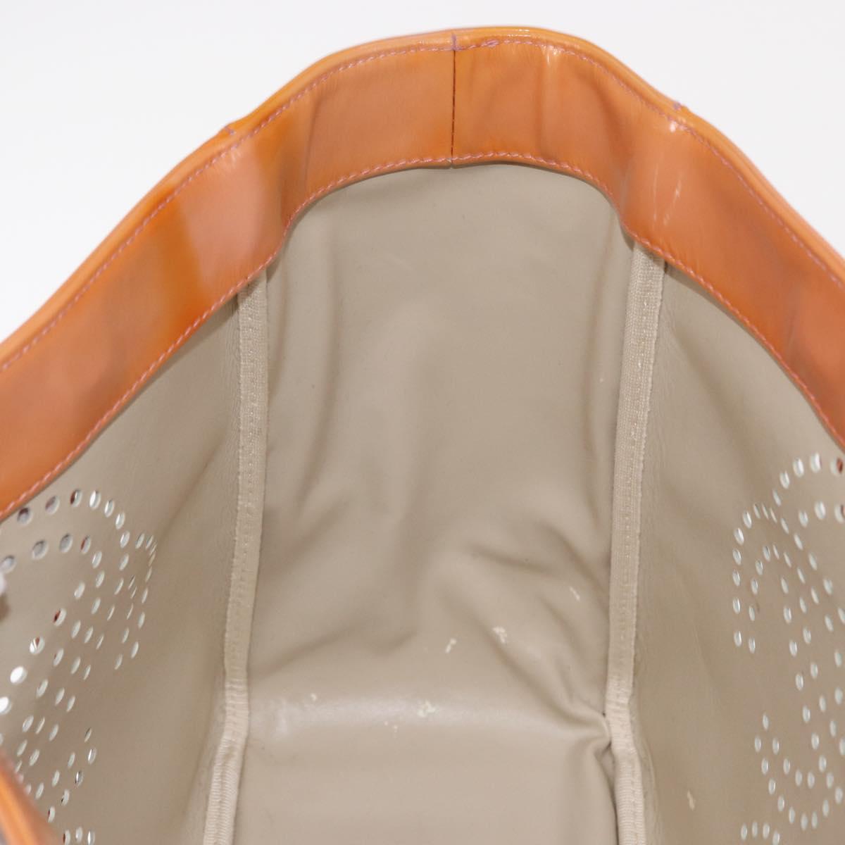 CHANEL Triple Coco Chain Tote Bag Patent leather Pink Silver CC Auth 154762