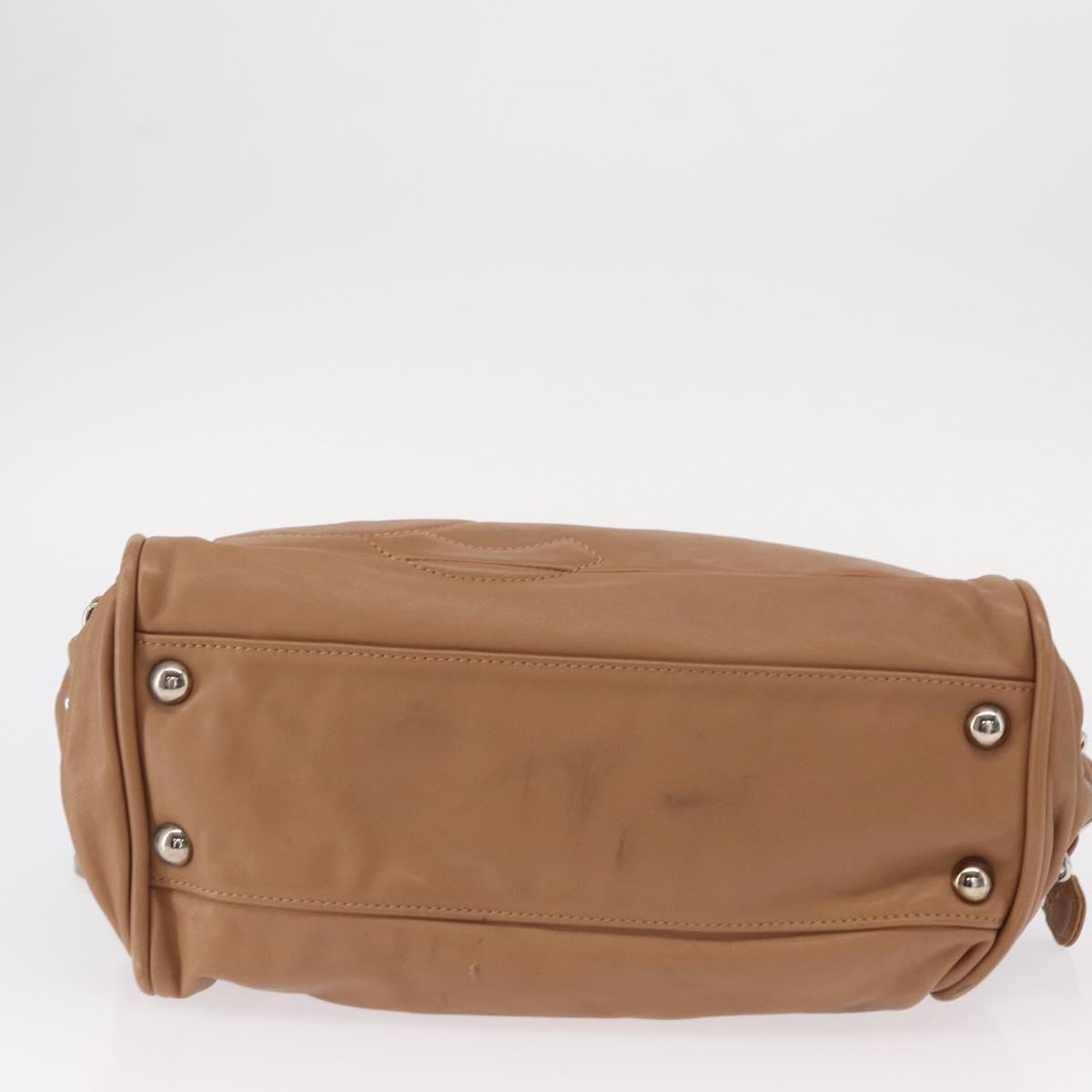 CHANEL COCO Mark Chain Shoulder Bag Lamb Skin Beige Silver CC Auth 154764