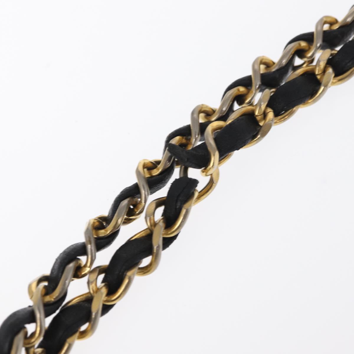 CHANEL Matelasse Chain Shoulder Bag Patent leather Black Gold CC Auth 154765