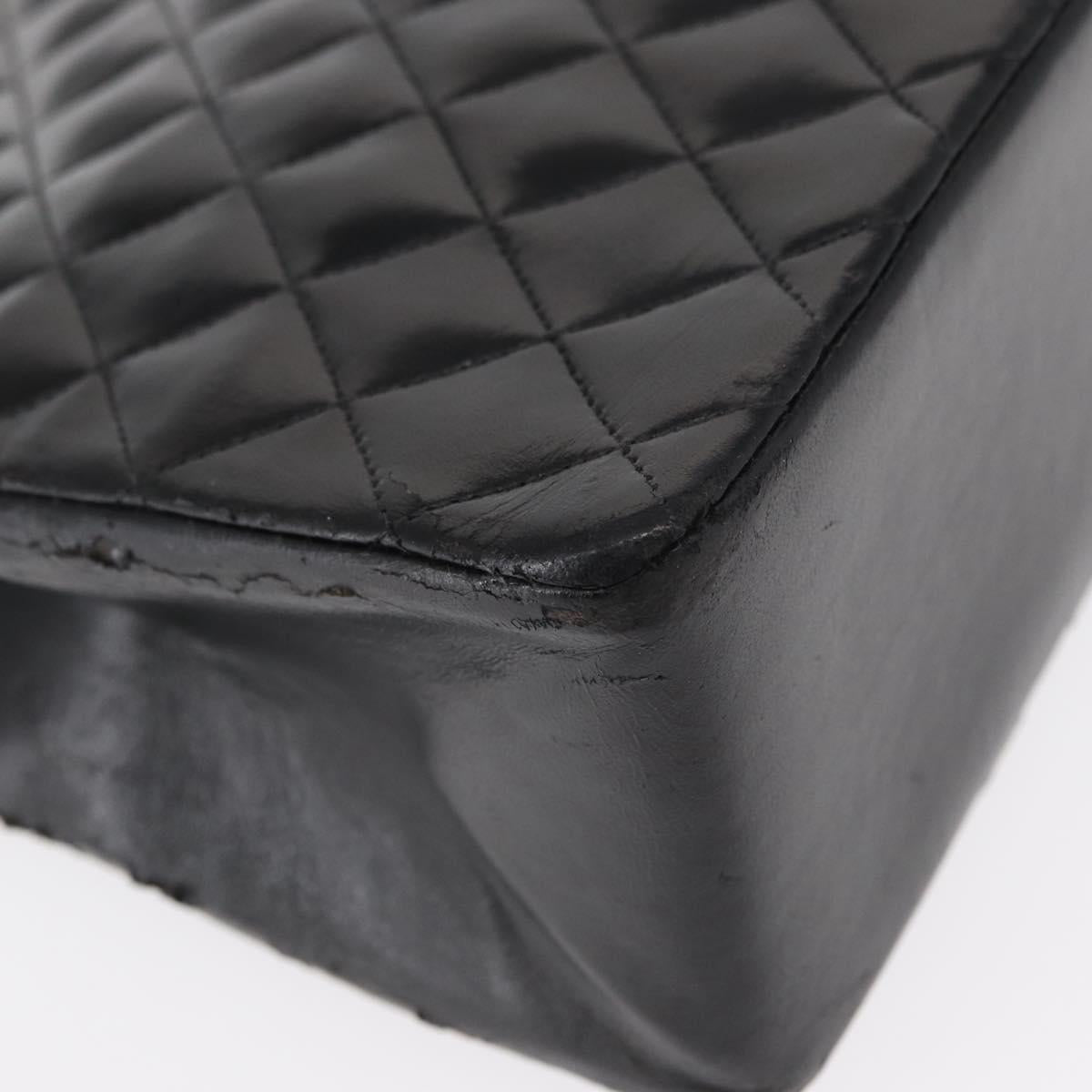 CHANEL Matelasse Chain Shoulder Bag Patent leather Black Gold CC Auth 154765