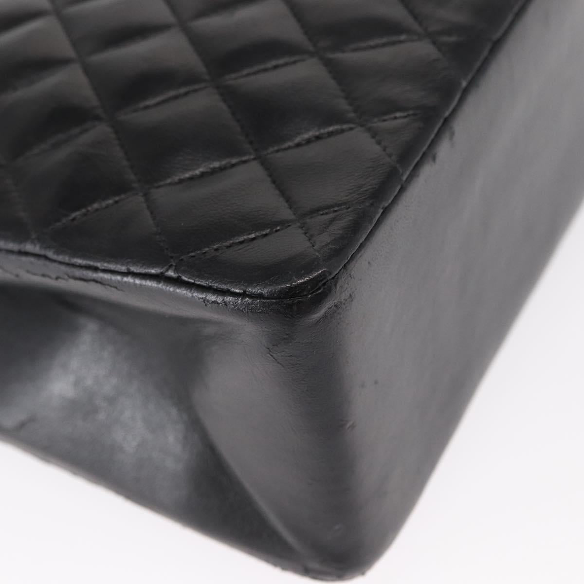 CHANEL Matelasse Chain Shoulder Bag Patent leather Black Gold CC Auth 154765