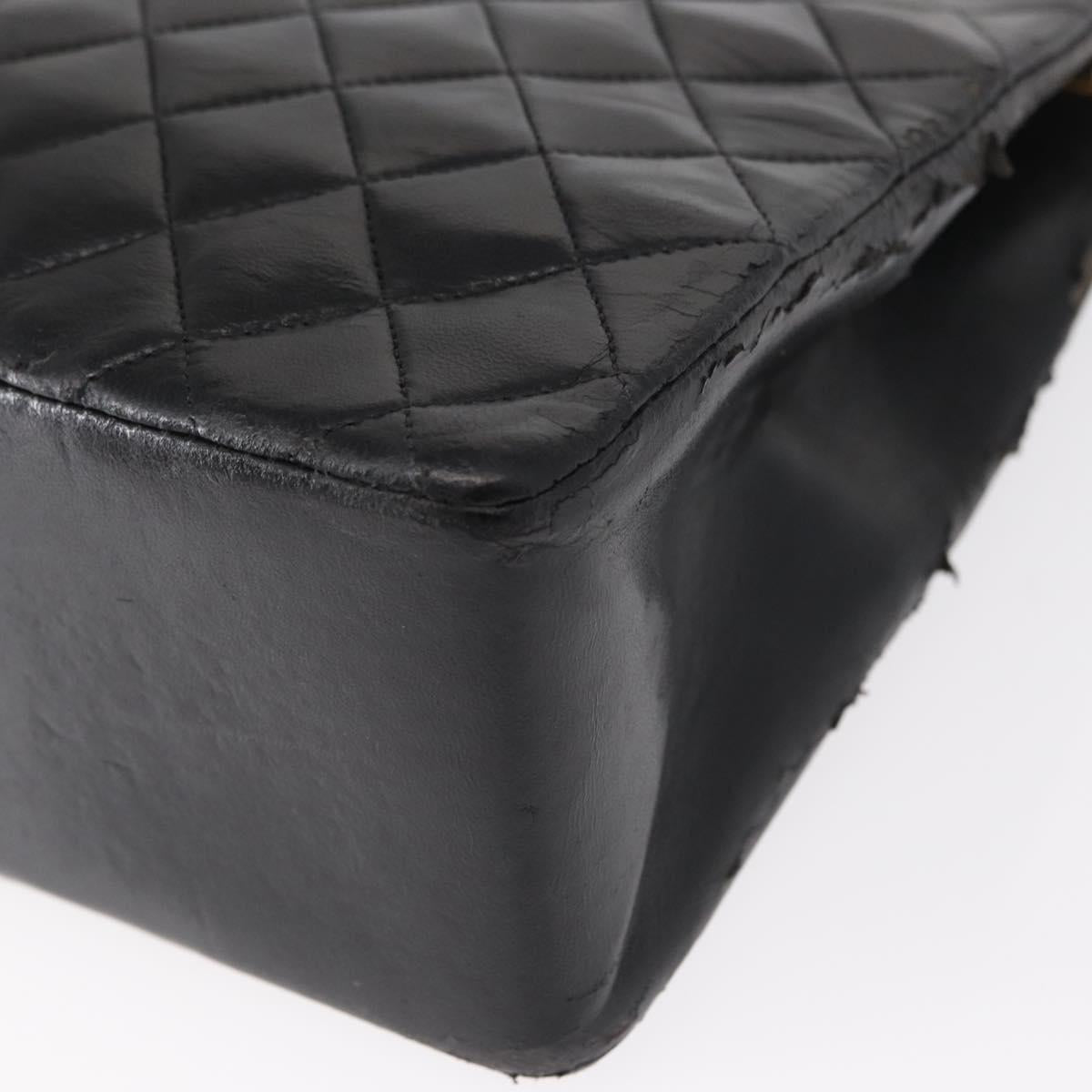 CHANEL Matelasse Chain Shoulder Bag Patent leather Black Gold CC Auth 154765