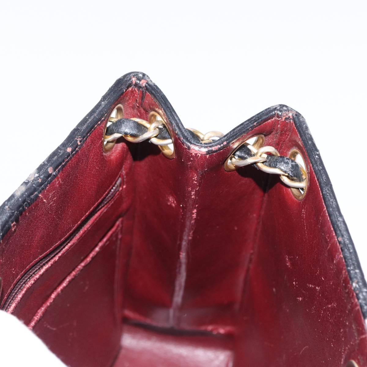 CHANEL Matelasse Chain Shoulder Bag Patent leather Black Gold CC Auth 154765