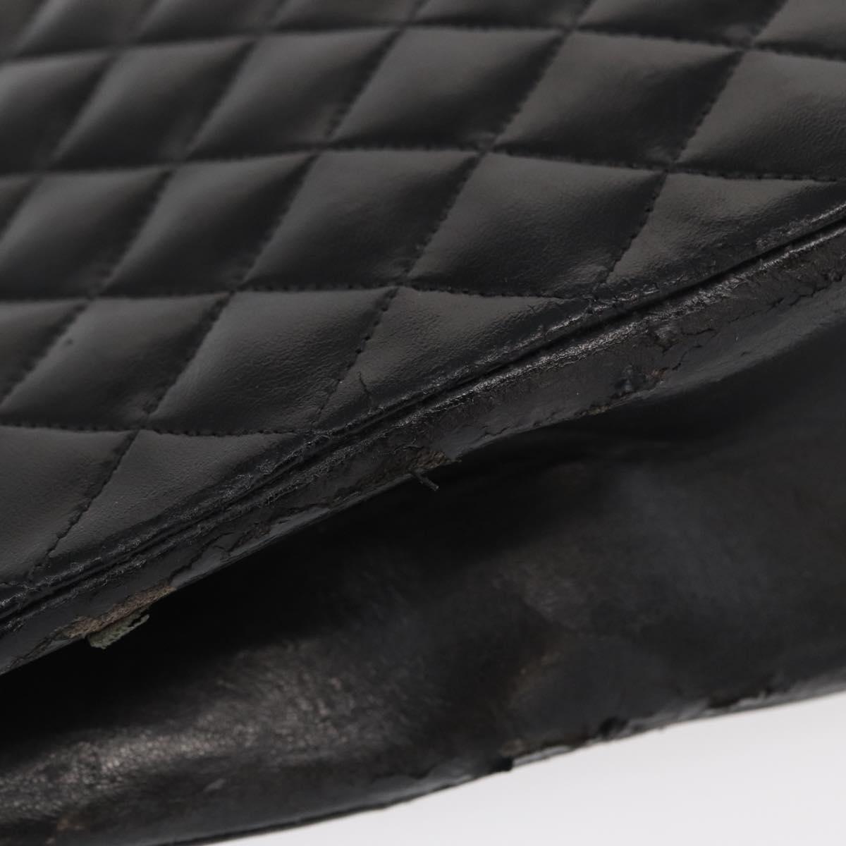 CHANEL Matelasse Chain Shoulder Bag Patent leather Black Gold CC Auth 154765