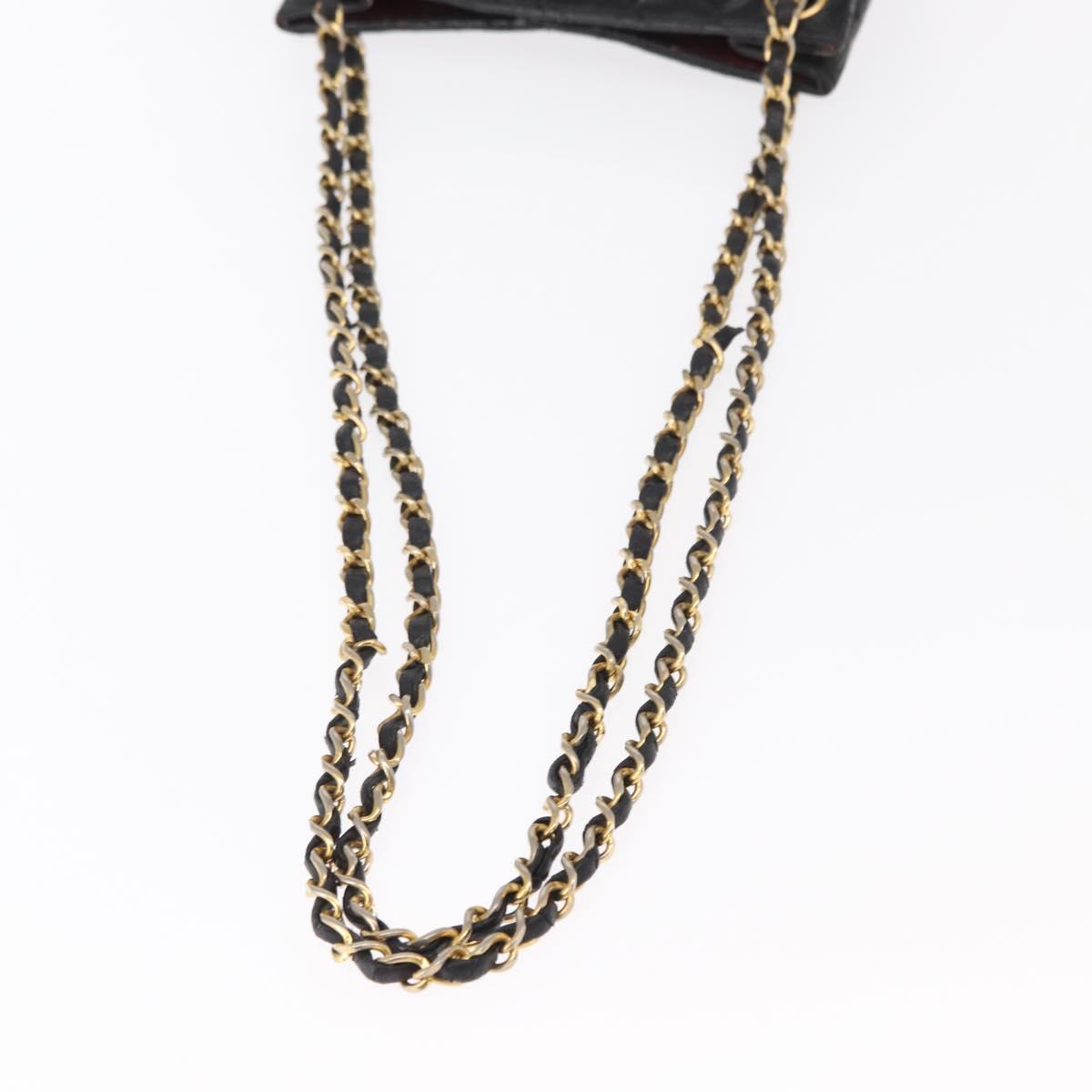 CHANEL Matelasse Chain Shoulder Bag Patent leather Black Gold CC Auth 154765