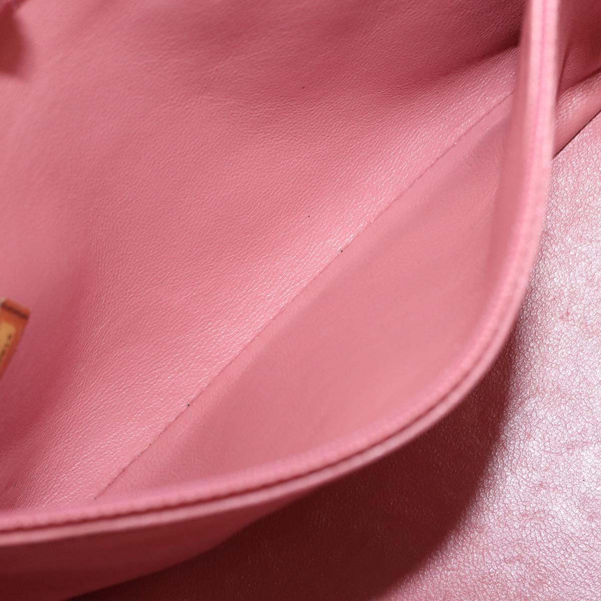 CHANEL Matelasse COCO Mark Chain Bag Patent Leather Orange Silver CC Auth 154766