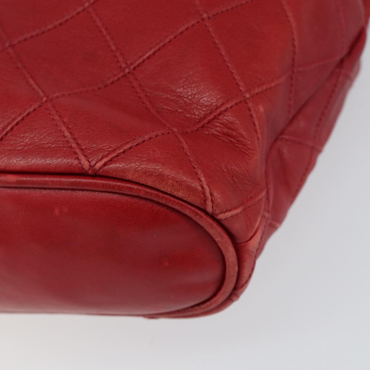 CHANEL Bicolore Chain Shoulder Bag Lamb Skin Red Gold CC Auth 154767