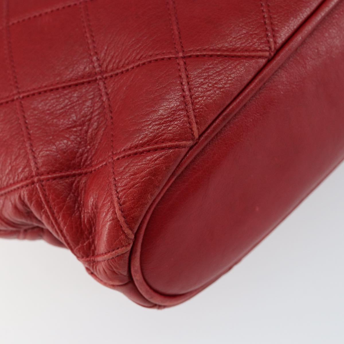 CHANEL Bicolore Chain Shoulder Bag Lamb Skin Red Gold CC Auth 154767