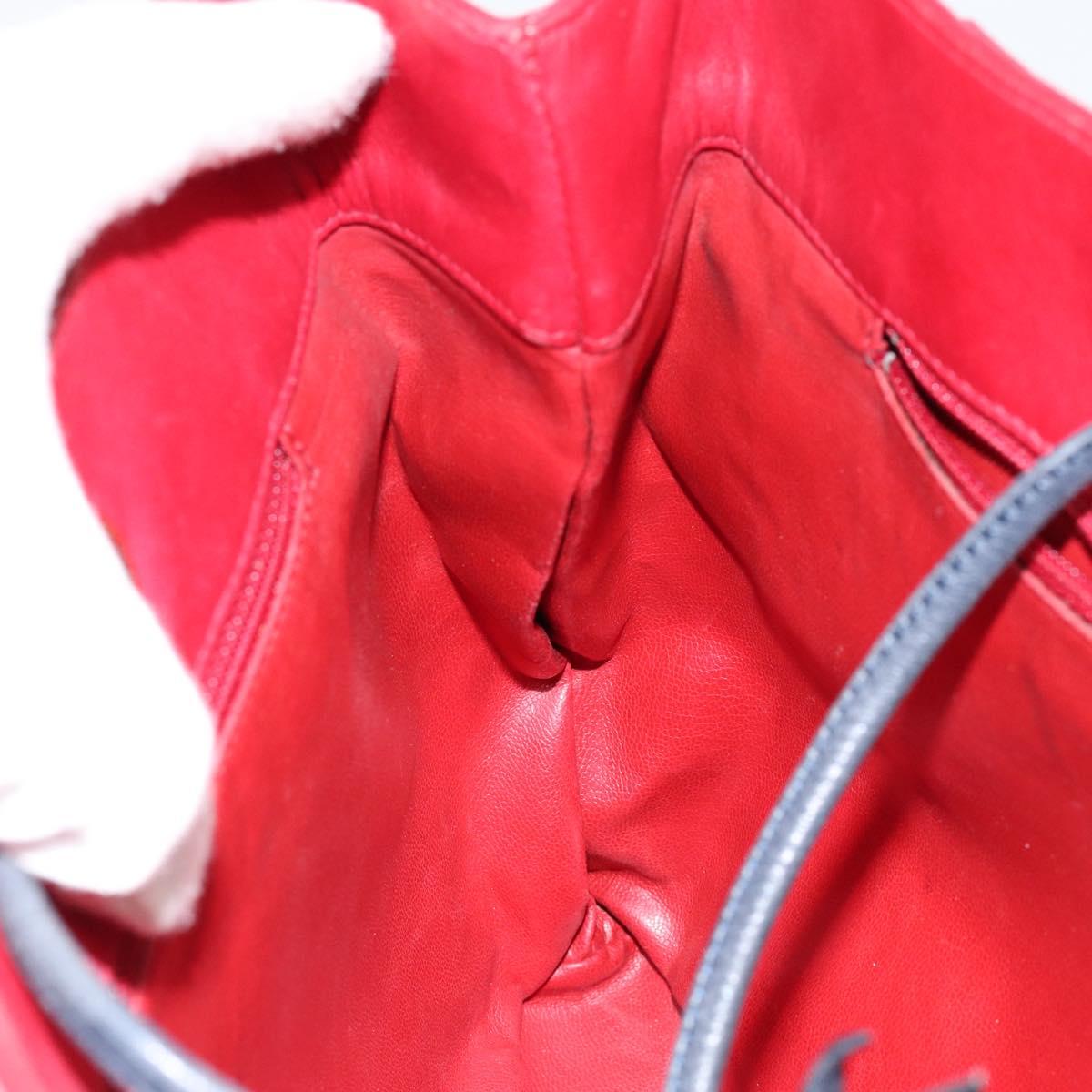 CHANEL Bicolore Chain Shoulder Bag Lamb Skin Red Gold CC Auth 154767