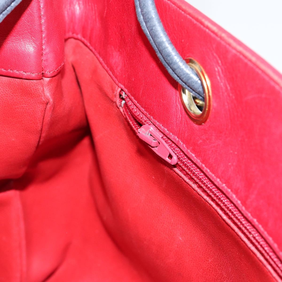 CHANEL Bicolore Chain Shoulder Bag Lamb Skin Red Gold CC Auth 154767