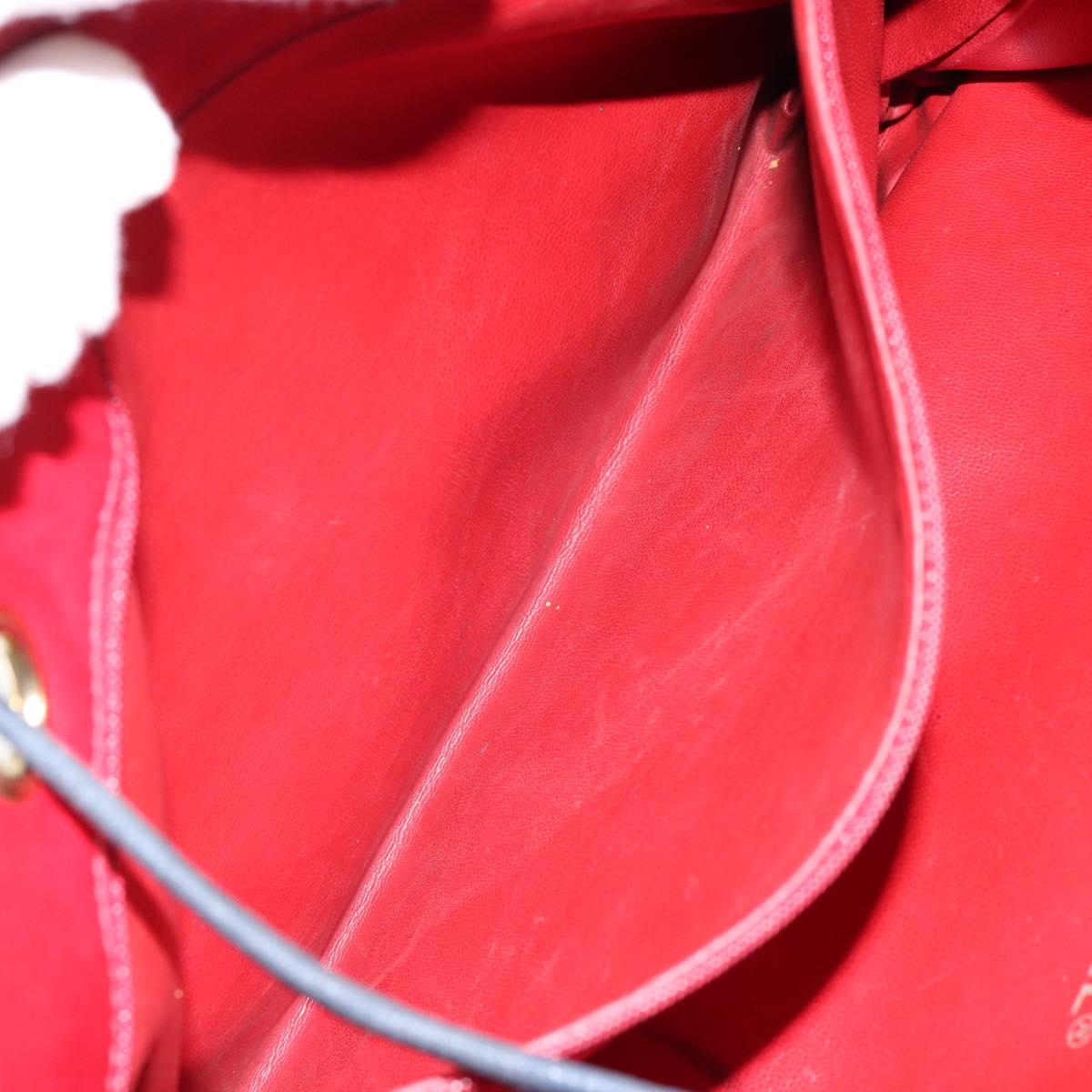 CHANEL Bicolore Chain Shoulder Bag Lamb Skin Red Gold CC Auth 154767