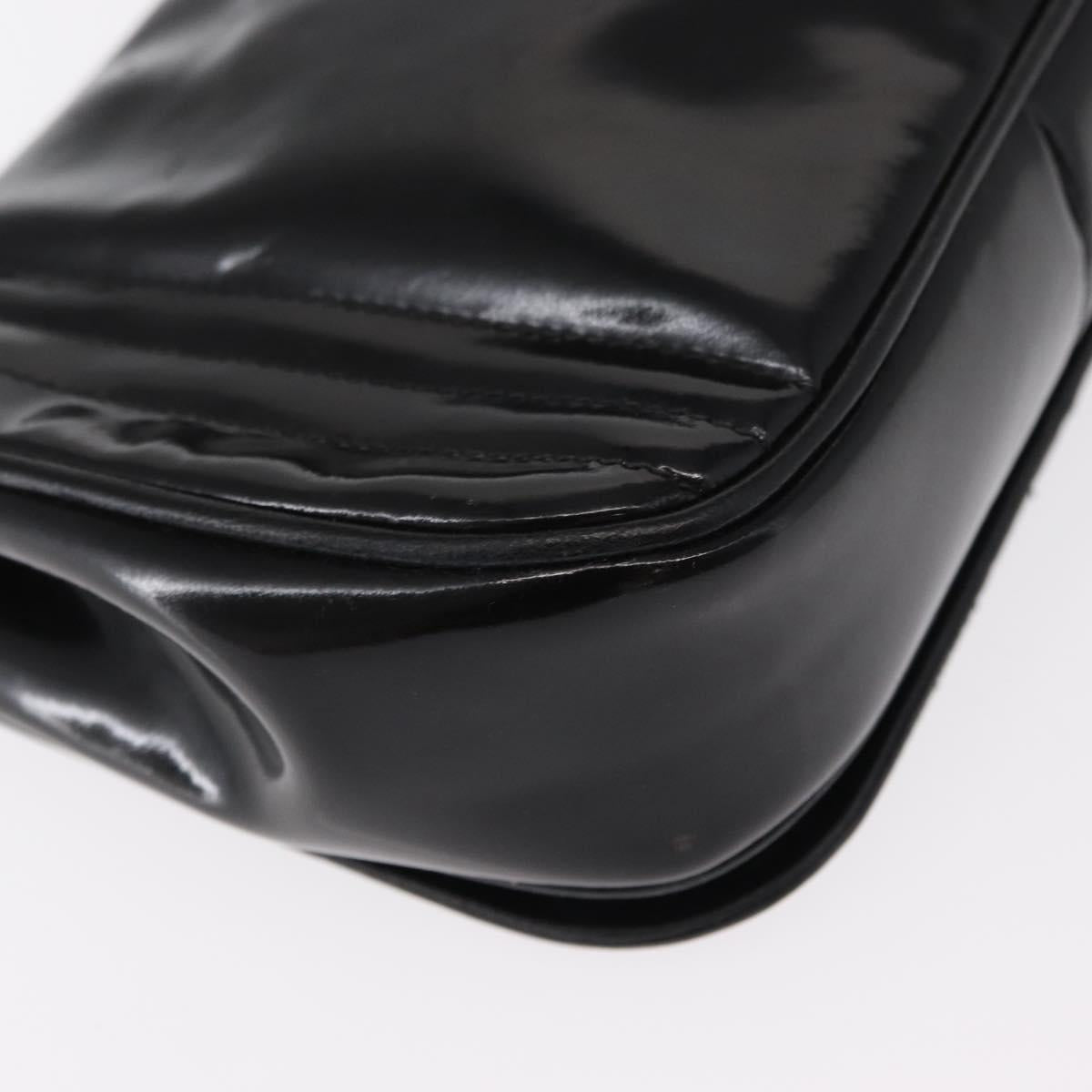 CHANEL COCO Mark Chain Shoulder Bag Enamel Black Gold CC Auth 154768