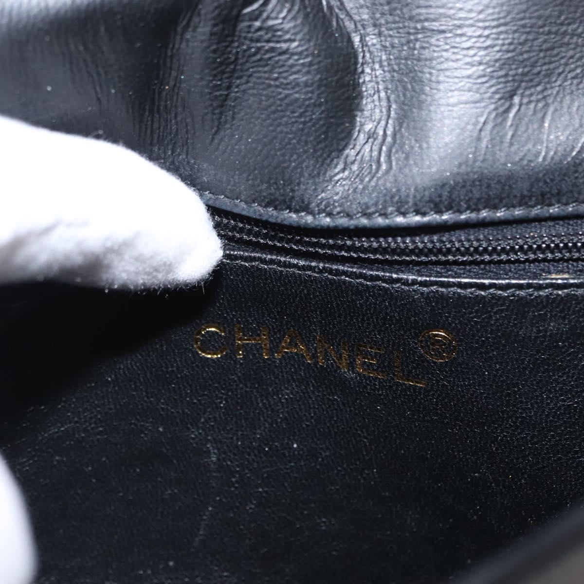 CHANEL COCO Mark Chain Shoulder Bag Enamel Black Gold CC Auth 154768