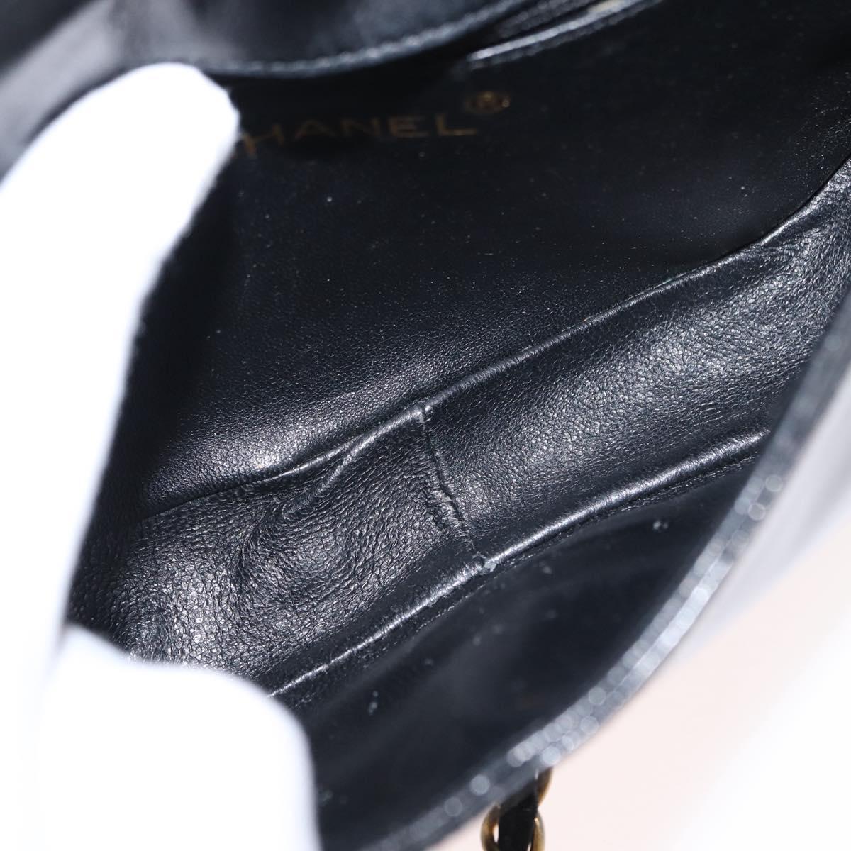 CHANEL COCO Mark Chain Shoulder Bag Enamel Black Gold CC Auth 154768