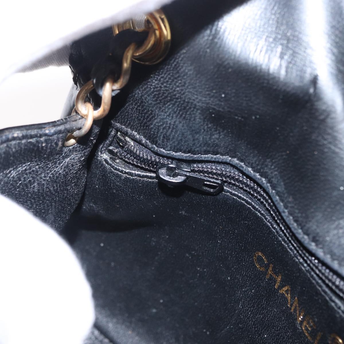 CHANEL COCO Mark Chain Shoulder Bag Enamel Black Gold CC Auth 154768