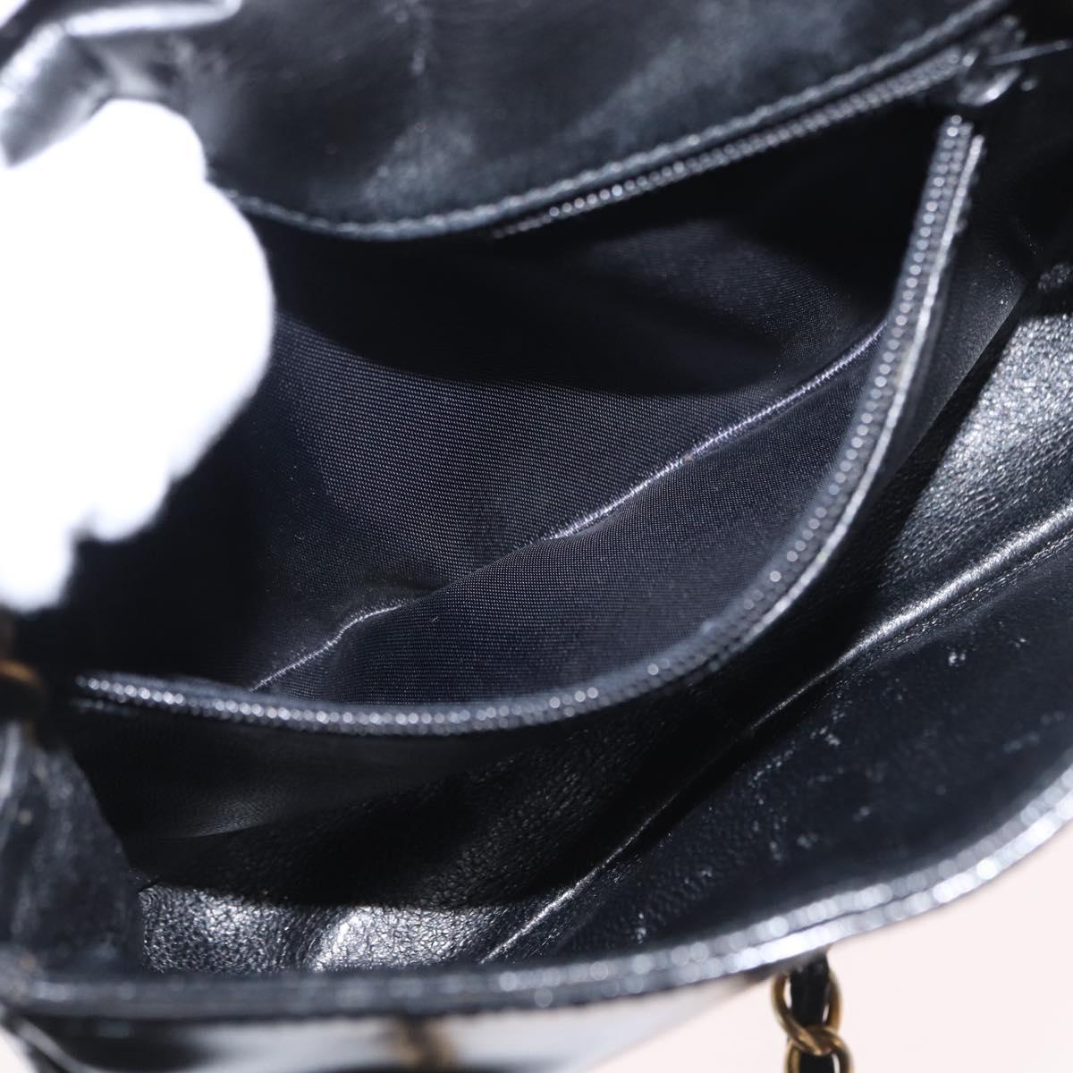 CHANEL COCO Mark Chain Shoulder Bag Enamel Black Gold CC Auth 154768