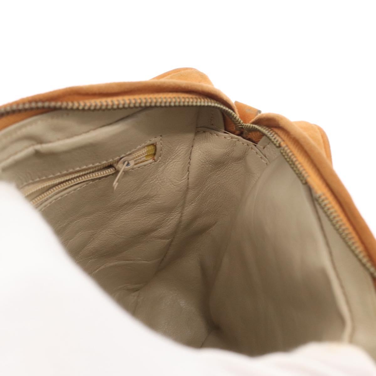 CHANEL Matelasse Chain Shoulder Bag Suede Beige gold CC Auth 154770