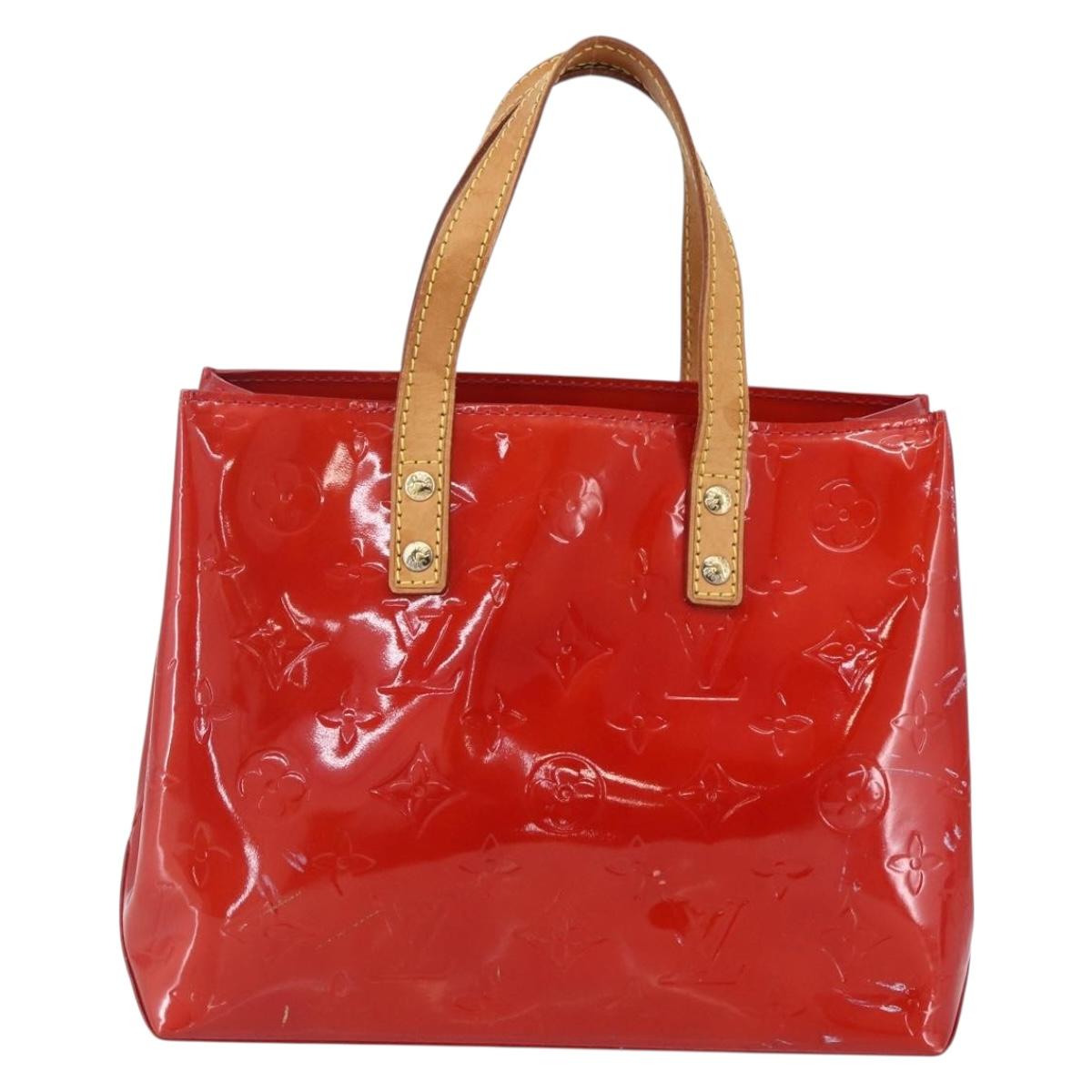 LOUIS VUITTON Monogram Vernis Reade PM Hand Bag Red Rouge M91088 LV Auth 154833
