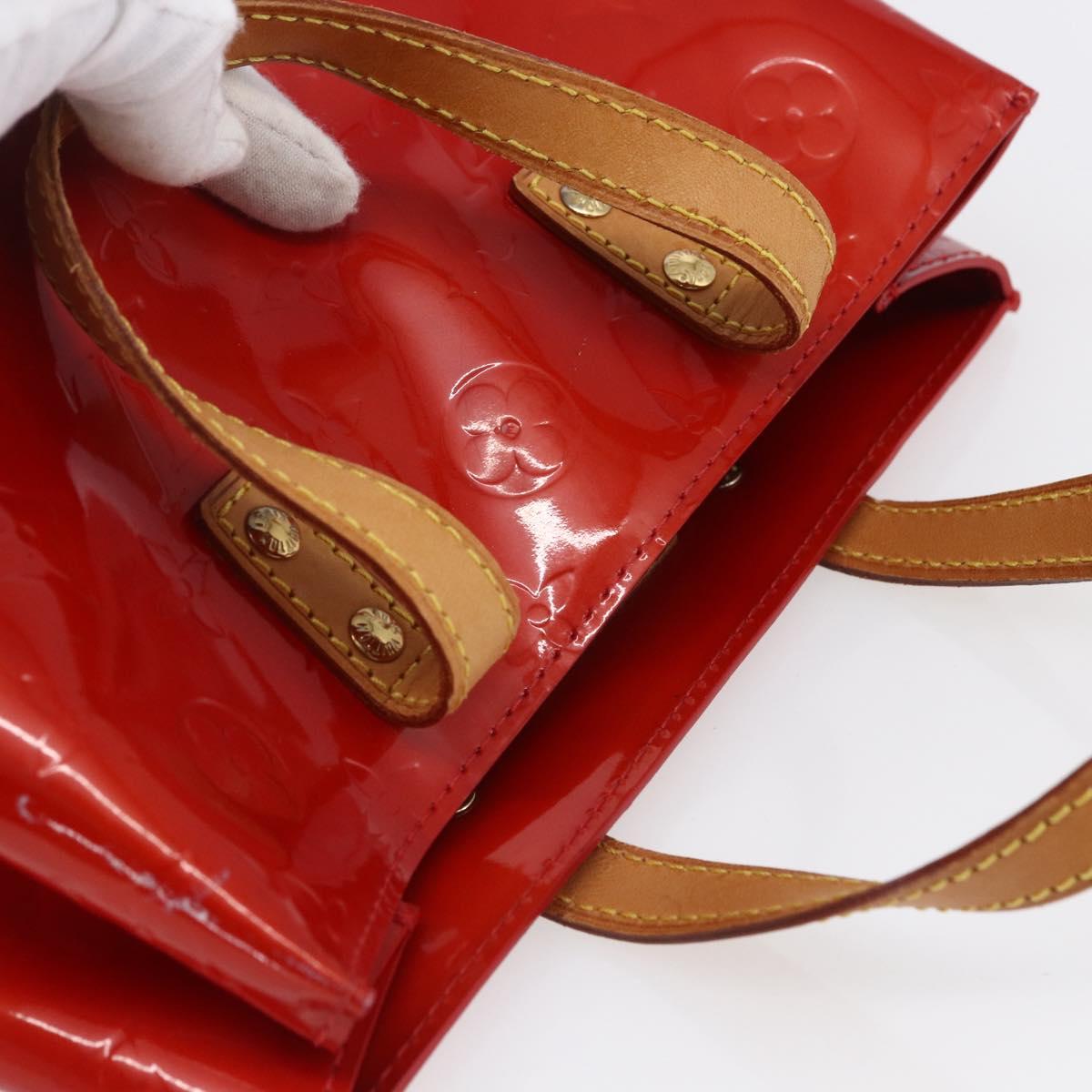 LOUIS VUITTON Monogram Vernis Reade PM Hand Bag Red Rouge M91088 LV Auth 154833