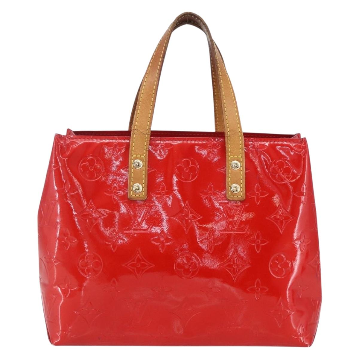 LOUIS VUITTON Monogram Vernis Reade PM Hand Bag Red Rouge M91088 LV Auth 154834