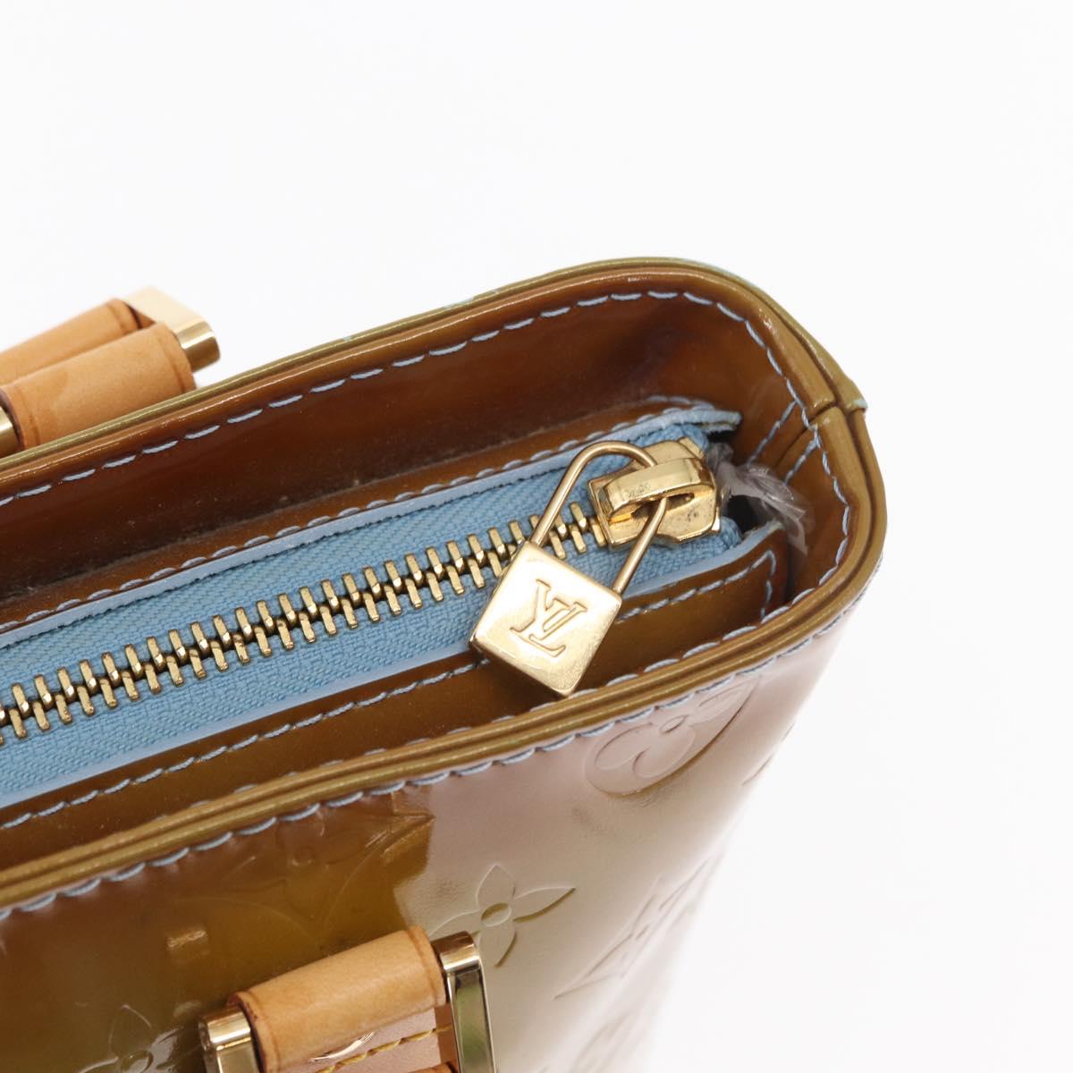 LOUIS VUITTON Monogram Vernis Houston Hand Bag Baby Blue M91005 LV Auth 154838