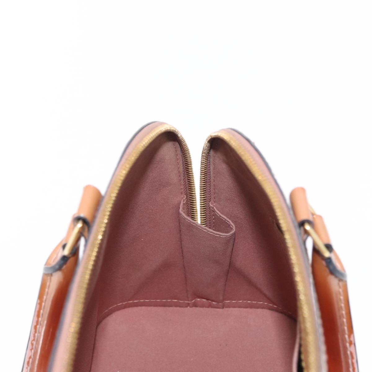 LOUIS VUITTON Monogram Vernis Alma PM Hand Bag Rose Velours M91583 Auth 154840