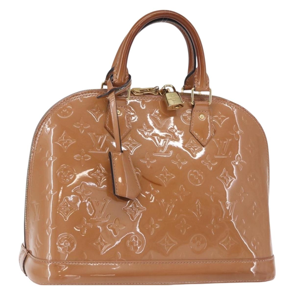 LOUIS VUITTON Monogram Vernis Alma PM Hand Bag Rose Velours M91583 Auth 154840