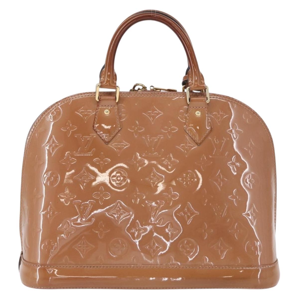 LOUIS VUITTON Monogram Vernis Alma PM Hand Bag Rose Velours M91583 Auth 154840