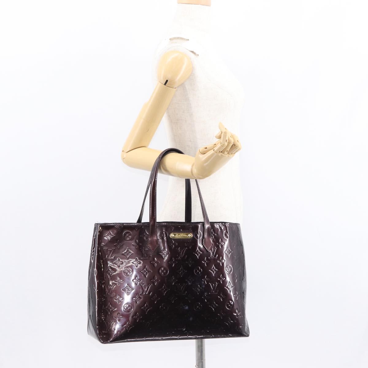 LOUIS VUITTON Monogram Vernis Wilshire MM Hand Bag Amarante M91645 Auth 154842