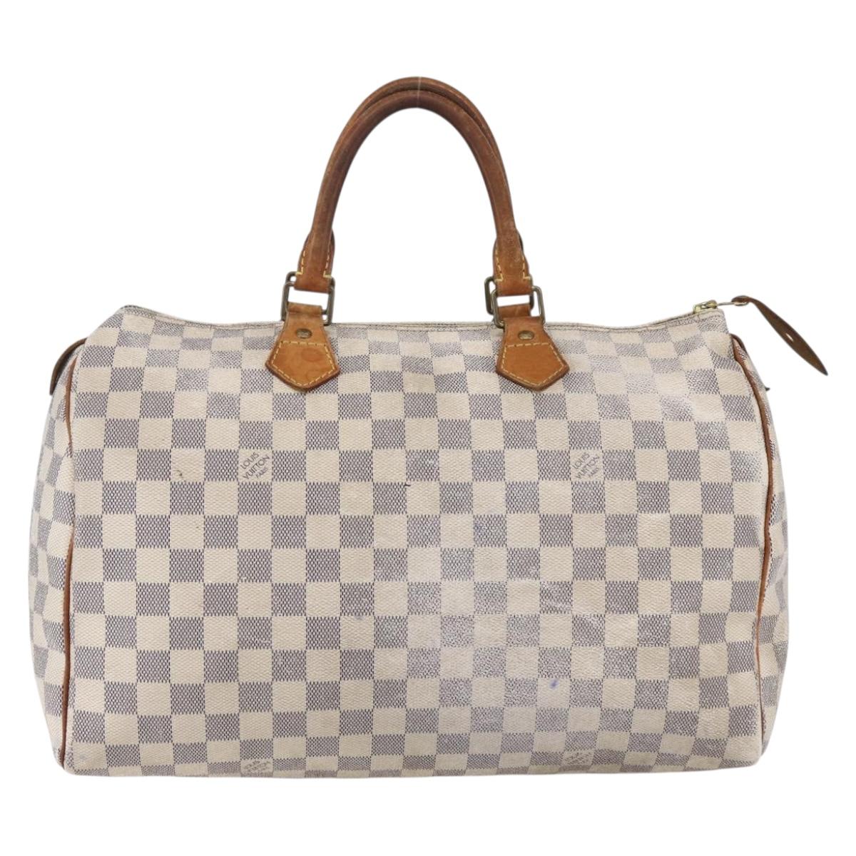 LOUIS VUITTON Damier Azur Speedy 35 Hand Bag N41535 LV Auth 154846