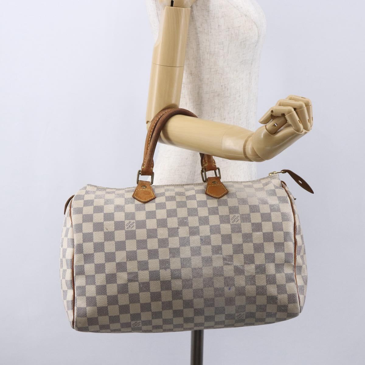LOUIS VUITTON Damier Azur Speedy 35 Hand Bag N41535 LV Auth 154846