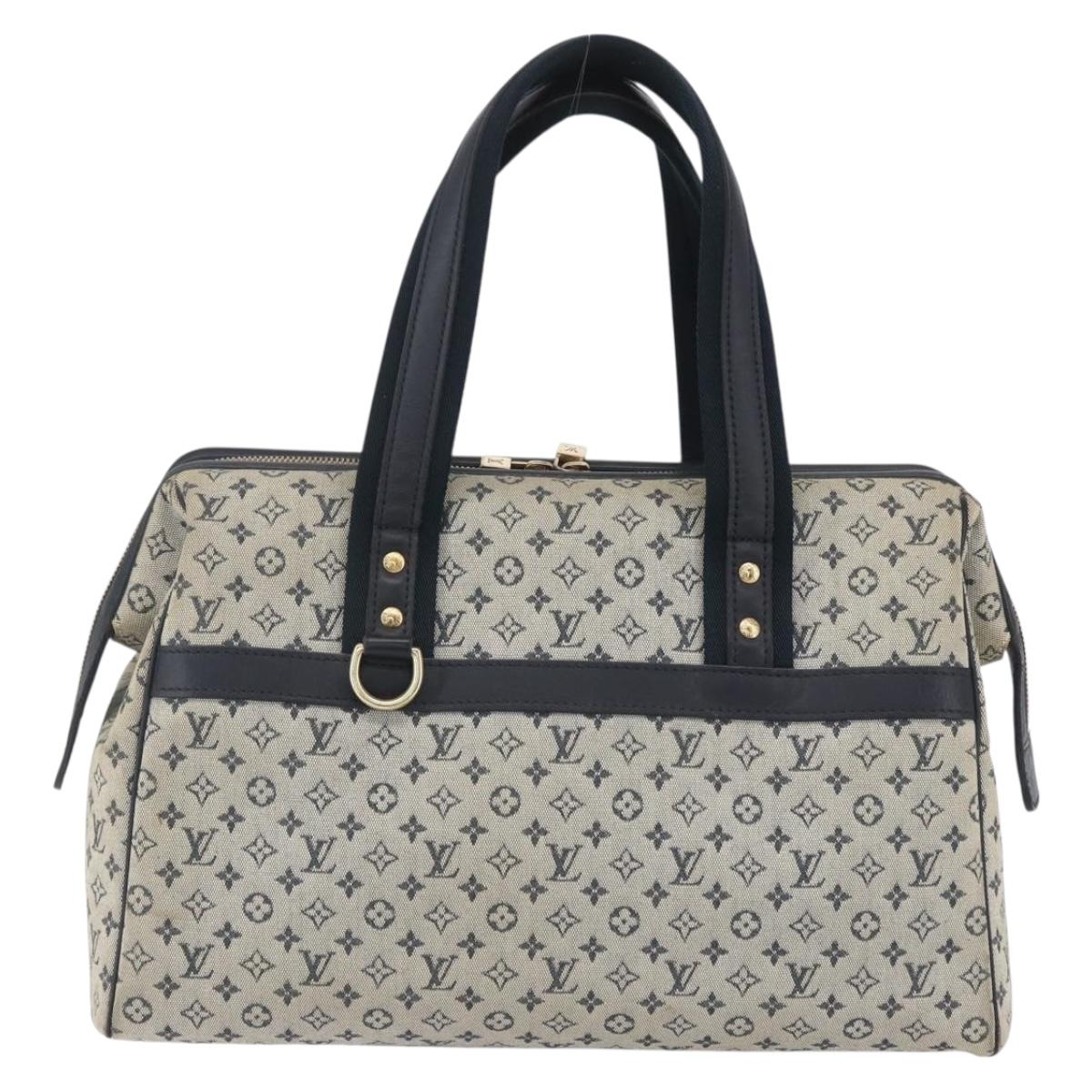 LOUIS VUITTON Monogram Mini Josephine GM Hand Bag Blue M92211 LV Auth 154847