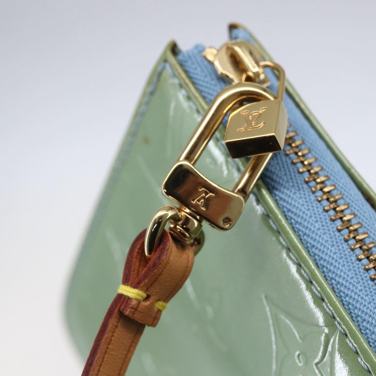 LOUIS VUITTON Monogram Vernis Lexington Pouch Baby Blue M91011 LV Auth 154849