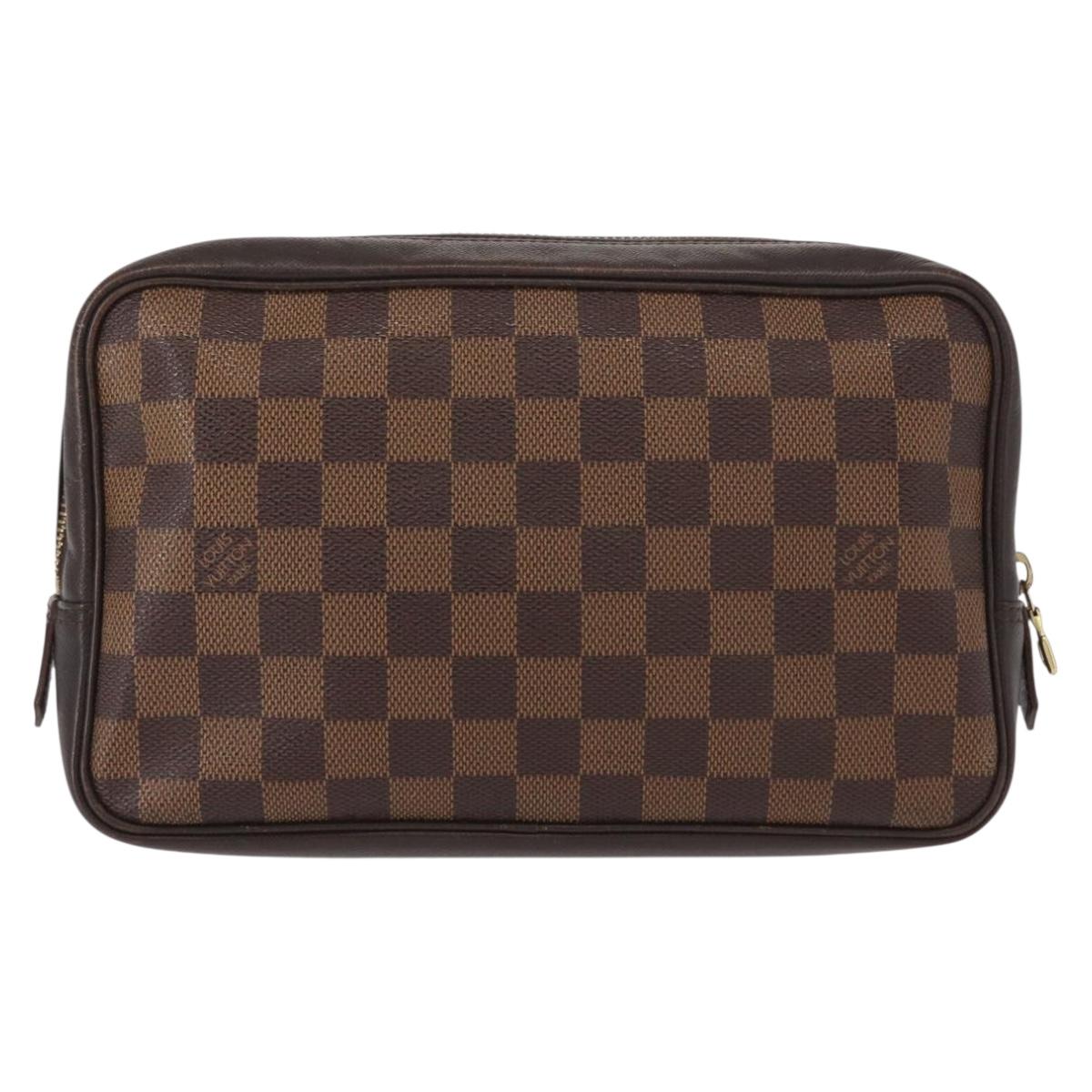 LOUIS VUITTON Damier Ebene Trousse Toilette 25 Clutch Bag N47624 LV Auth 154853