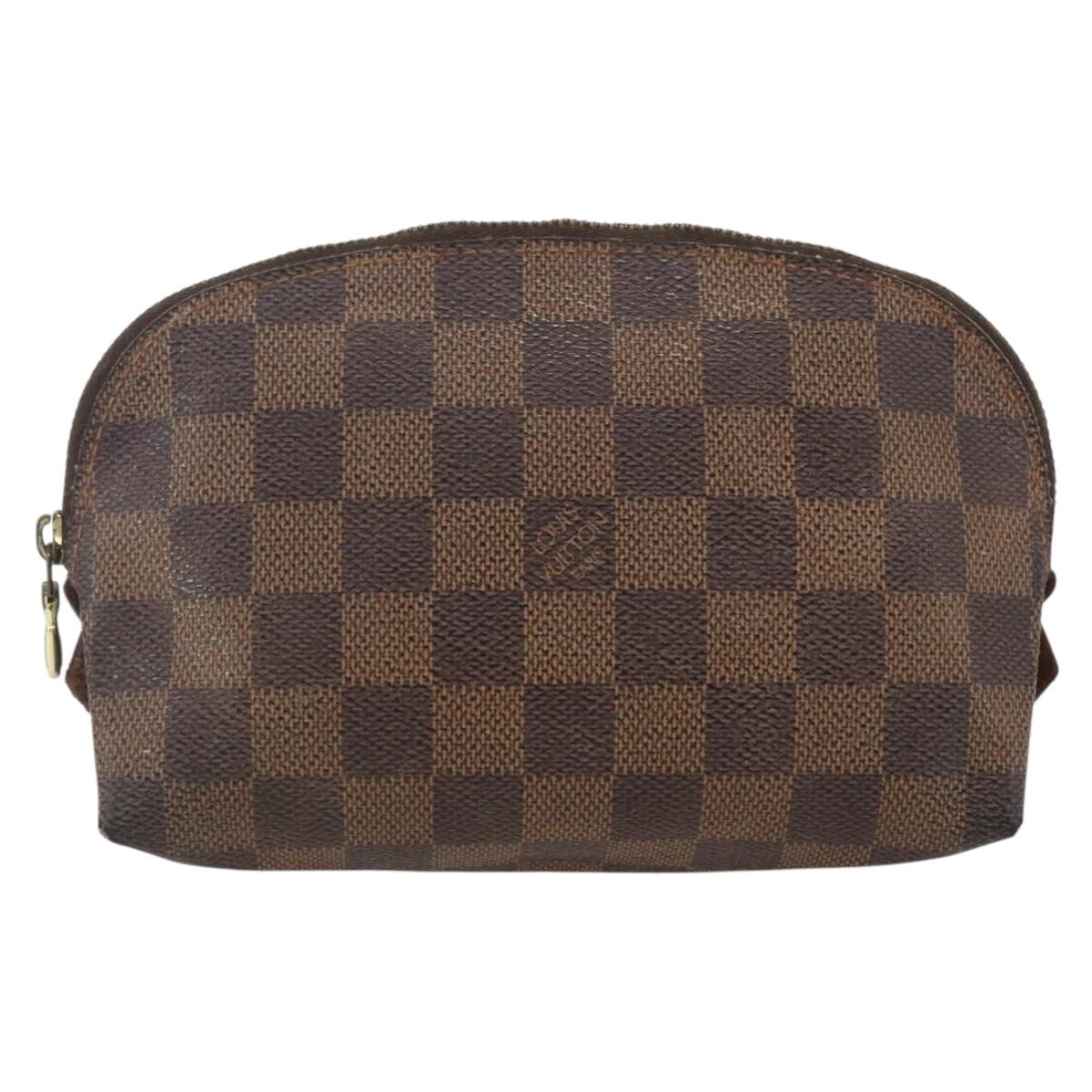 LOUIS VUITTON Damier Ebene Pochette Cosmetic PM Pouch N47516 LV Auth 154856