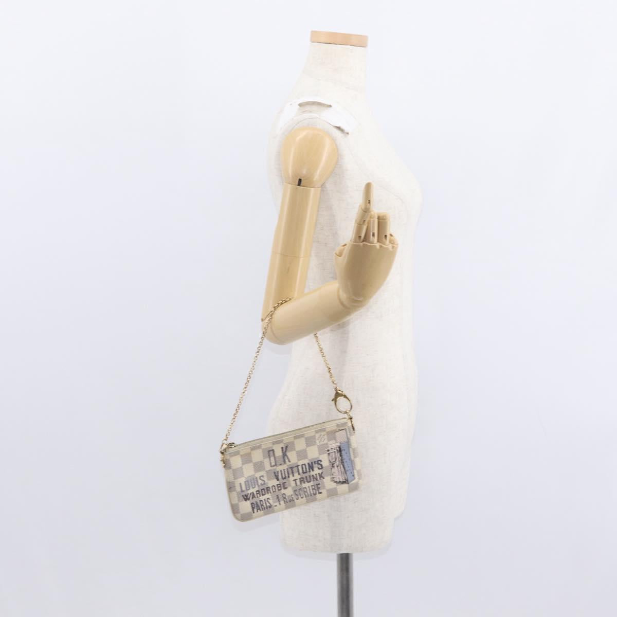 LOUIS VUITTON Damier Azur Pochette Mira MM Accessory Pouch N63090 LV Auth 154861